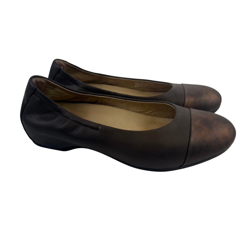 Dansko Lisanne Ballet Flats Chocolate Burnished Nubuck Cap Toe Leather 40 9.5
